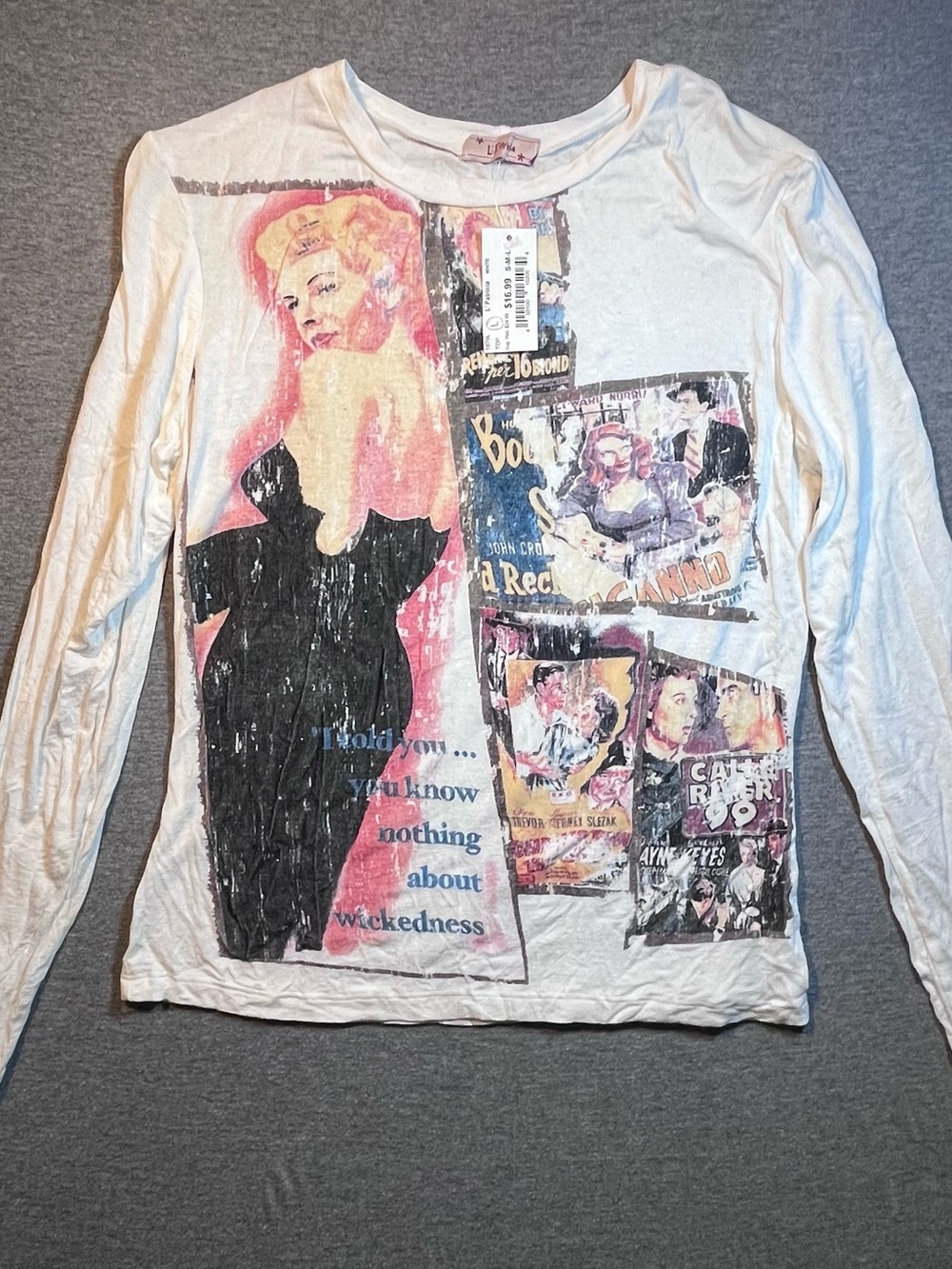 Y2K Grunge L'Patricia Movie Poster Graphic Long Sleeve Shirt Sz L